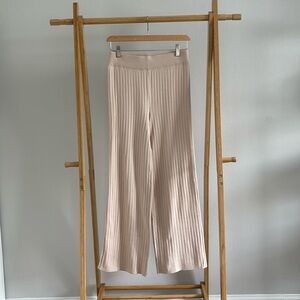 Abercrombie & Fitch Beige Ribbed Wide-Leg Pants